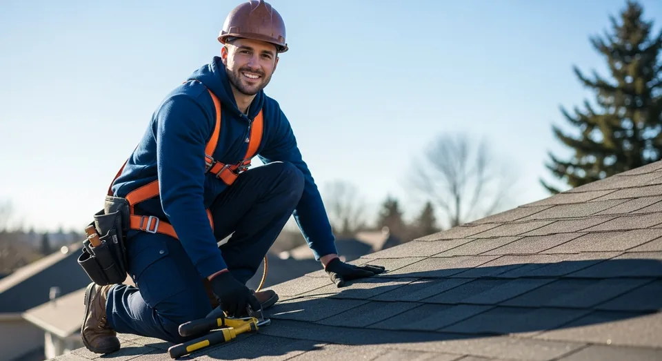 Roofing professional at work in Waterloo
